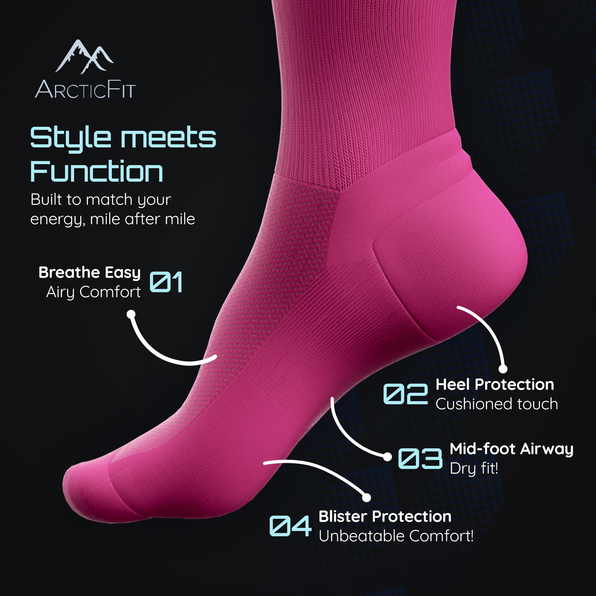 Neon pinke technische Laufsocke