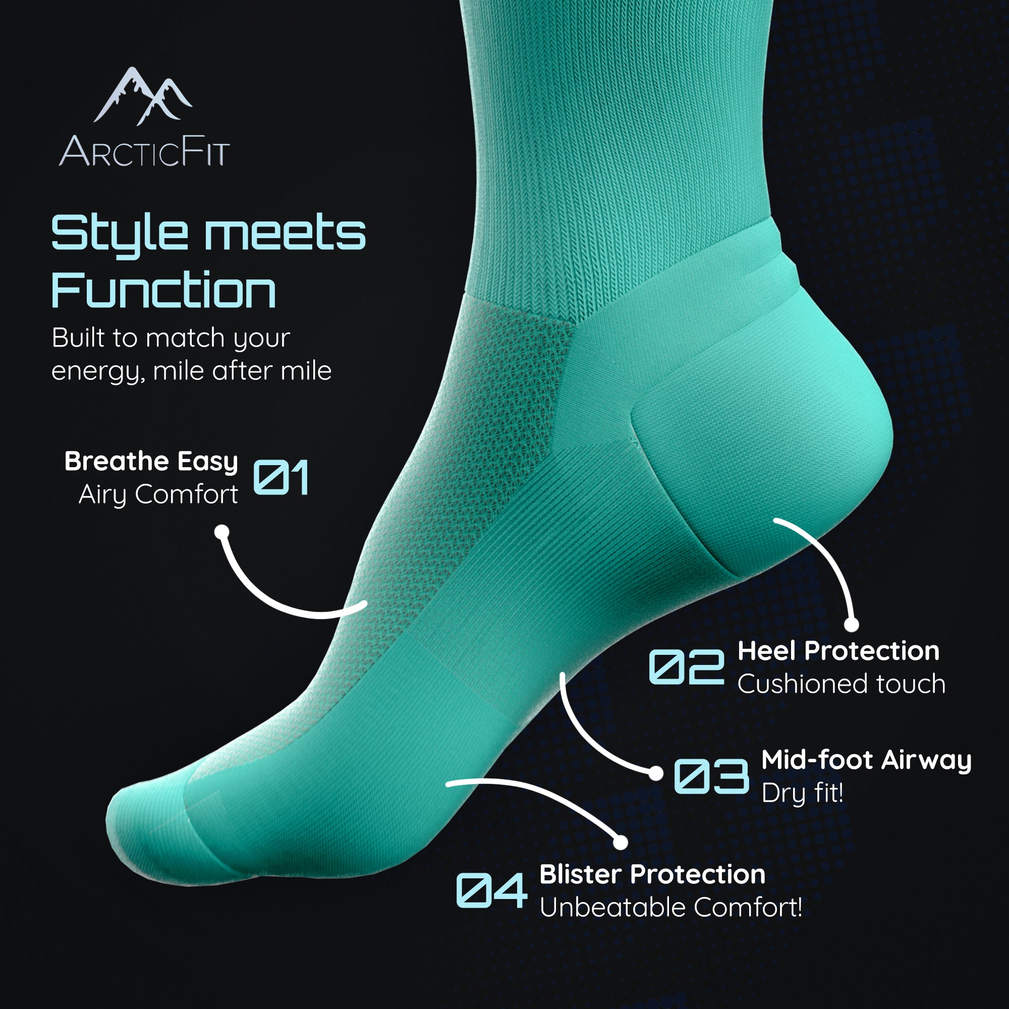 Mint Green Technical Running Sock