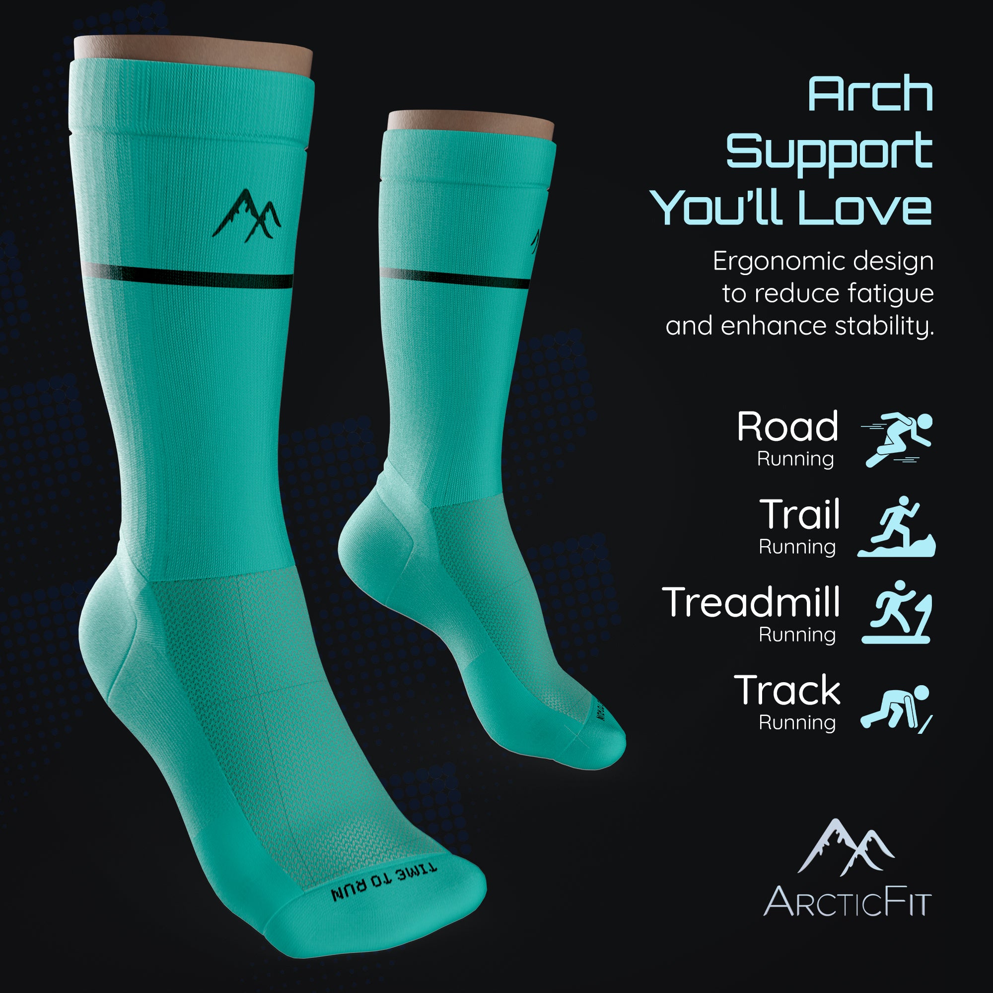 Mint Green Technical Running Sock