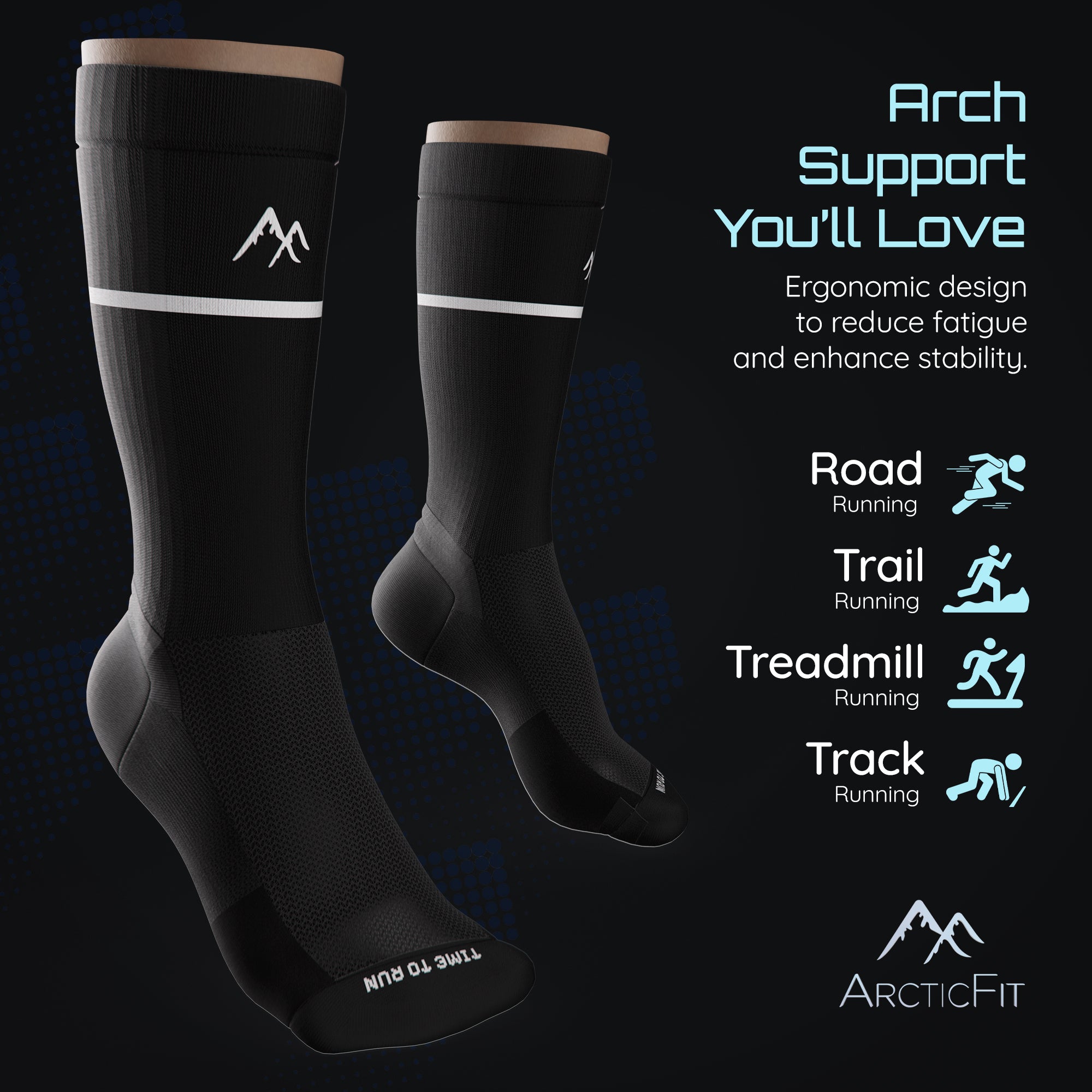 Black Technical Running Sock